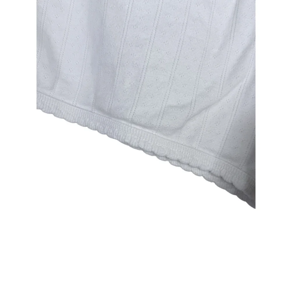 Leset Pointelle Mini Short White Size Large Cotton Dainty Eyelets Scalloped Edge - Picture 4 of 9